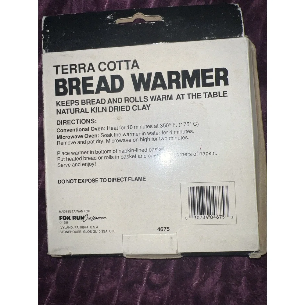 Vintage 1988 Terra Cotta Bread Warmer Warming Stone Round with Instructions